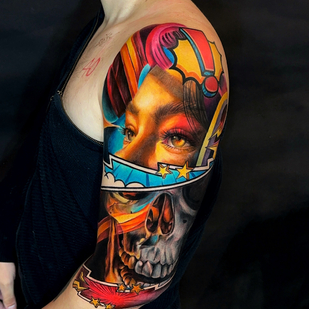 Male Color  tattoo on Shoulder #88175 | Tattoo Artist Daniela Duque