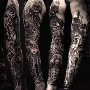 Male  Whipshading tattoo on Sleeve #90852 | Tattoo Artist Max Hyde