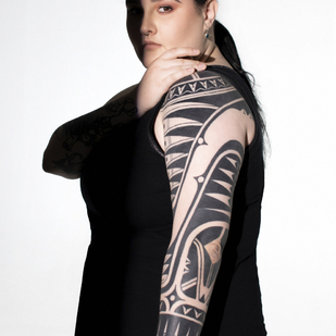 Male Black Tribal tattoo on Sleeve #84364 | Tattoo Artist Maxim Desnev