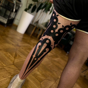 Male Black Author's Style tattoo on Leg #84378 | Tattoo Artist Maxim Desnev