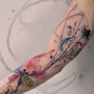 Female  Watercolor tattoo on Sleeve #83594 | Tattoo Artist PINKA