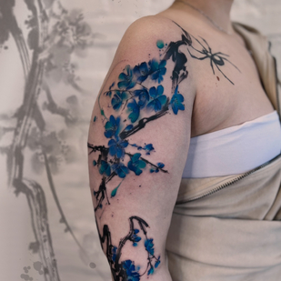 Female Color Watercolor tattoo on Sleeve #83597 | Tattoo Artist PINKA