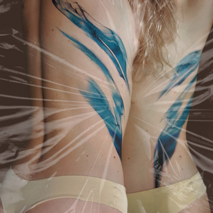 Female Color Author's Style tattoo on Back #87675 | Tattoo Artist PINKA