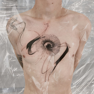 Male Black Abstract tattoo on Breast #88192 | Tattoo Artist PINKA