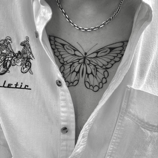 Female Black Fineline tattoo on Breast #85770 | Tattoo Artist Saskia Patrice