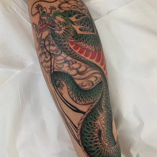 Male Color Japanese tattoo on Leg #85927 | Tattoo Artist Valera Pashkov