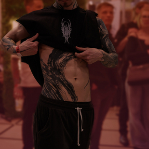 Male Black Abstract tattoo on Stomach #84287 | Tattoo Artist Vik Prokhorov