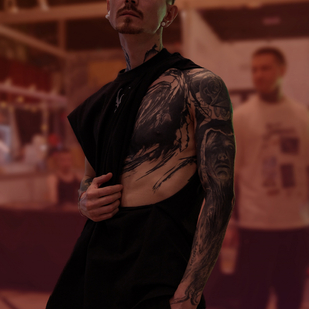 Male Black Abstract tattoo on Breast #84291 | Tattoo Artist Vik Prokhorov