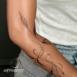 Female Black Graphic tattoo on Forearm #85799 | Tattoo Artist Vitalina Bender