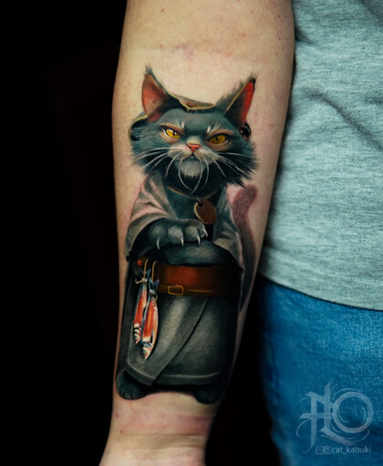 Tattoo Idea # Tattoo Artist Anastasiya Yusupova CAT_KABUKI