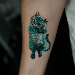 Female Color Micro realism tattoo on Forearm #86214 | Tattoo Artist Anastasiya Yusupova CAT_KABUKI