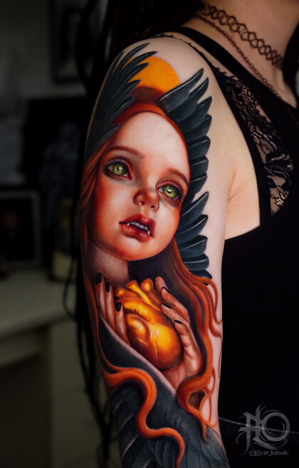 Tattoo Idea # Tattoo Artist Anastasiya Yusupova CAT_KABUKI