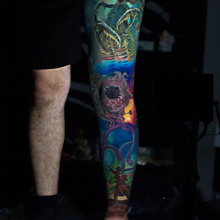 Male Color Realism tattoo on Leg #84275 | Tattoo Artist Andrey Indigo