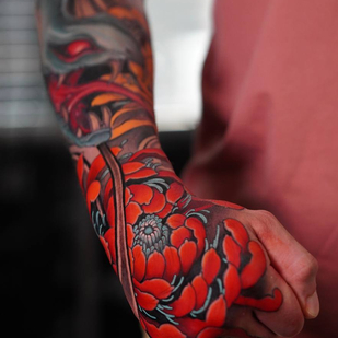 Male Color Japanese tattoo on Sleeve #90930 | Tattoo Artist Anton Raym