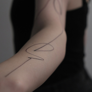 Female Black Linework tattoo on Forearm #84426 | Tattoo Artist sherst art | Danila