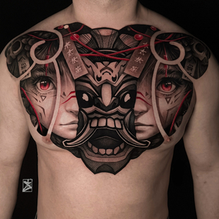 Male Black and Grey Graphic tattoo on Breast #87165 | Tattoo Artist Danila Morozov