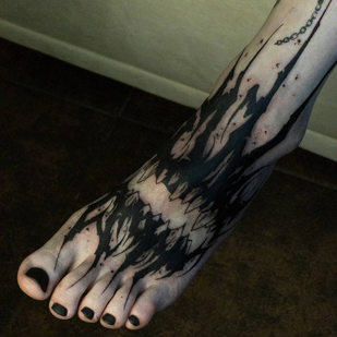 Female Black Lettering tattoo on Foot #87017 | Tattoo Artist Denis Piligrim