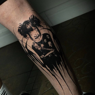 Male Black Anime tattoo on Leg #87026 | Tattoo Artist Denis Piligrim