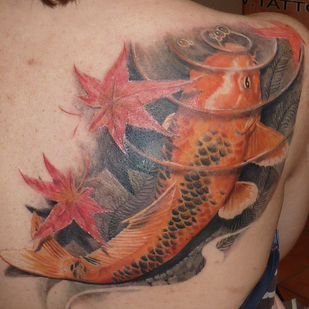 Female Color Author's Style tattoo on Back #89783 | Tattoo Artist Dmitriy Chikaev