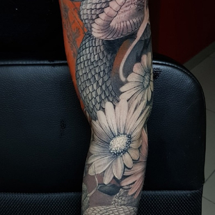 Female Color Women's tattoo on Sleeve #89792 | Tattoo Artist Dmitriy Chikaev