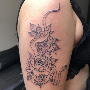 Female Black Graphic tattoo on Shoulder #83950 | Tattoo Artist Gulyaeva Victoria