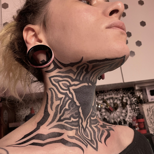 Female Black Ornamental tattoo on Neck #83967 | Tattoo Artist Ioann Leo ( LEO-VAN )