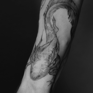 Male Black Graphic tattoo on Forearm #84842 | Tattoo Artist Kristina Suhushina
