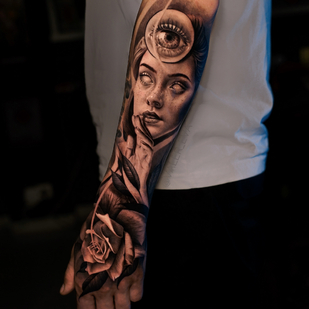 Male Black Realism tattoo on Forearm #89149 | Tattoo Artist Lera Valer_eva