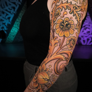 Female Color Ornamental tattoo on Sleeve #85213 | Tattoo Artist Marusya