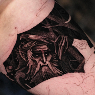 Male Black Graphic tattoo on Sleeve #85248 | Tattoo Artist Marusya