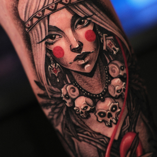 Female Color Graphic tattoo on Leg #85255 | Tattoo Artist Marusya