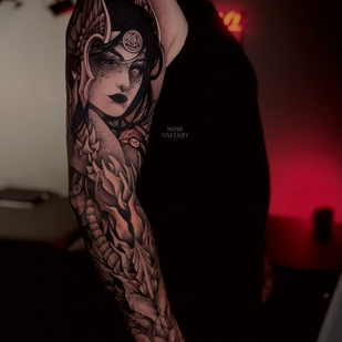 Male Black Blackwork tattoo on Sleeve #86270 | Tattoo Artist Nastya Alistratova