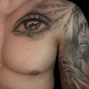 Male Black and Grey Realism tattoo on Breast #85958 | Tattoo Artist Nataliya Guk