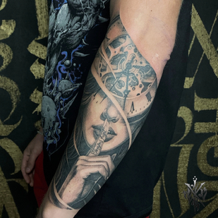 Male Black and Grey Realism tattoo on Forearm #88202 | Tattoo Artist Nikolay Kombarov