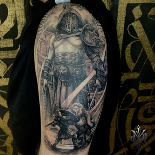 Male Black and Grey Realism tattoo on Shoulder #88206 | Tattoo Artist Nikolay Kombarov
