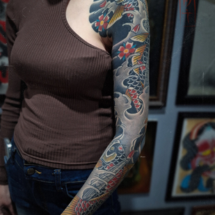 Female Color Japanese tattoo on Sleeve #86158 | Tattoo Artist Roma Dober