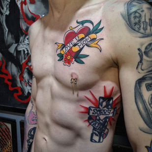 Male Color  tattoo on Breast #86169 | Tattoo Artist Roma Dober