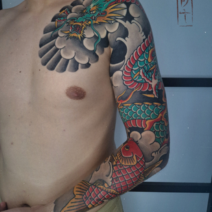 Male Color Japanese tattoo on Sleeve #86182 | Tattoo Artist Roma Dober