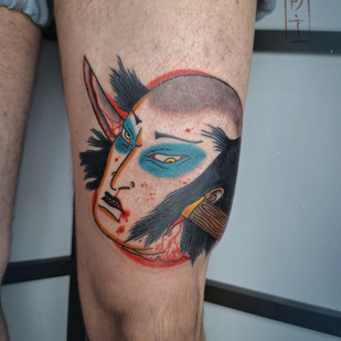 Male Color Japanese tattoo on Thigh #86183 | Tattoo Artist Roma Dober
