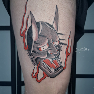 Male Color Japanese tattoo on Thigh #86192 | Tattoo Artist Roma Dober