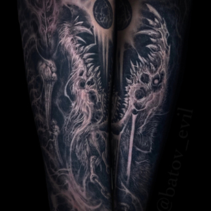 Male Black and Grey Horror tattoo on Forearm #85090 | Tattoo Artist Sergey Batov