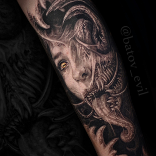Male Black and Grey Horror tattoo #90938 | Tattoo Artist Sergey Batov
