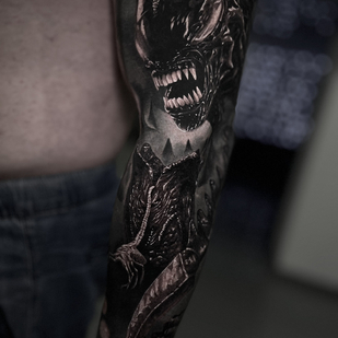 Male Black and Grey Realism tattoo on Sleeve #85488 | Tattoo Artist Sergey Pahabov