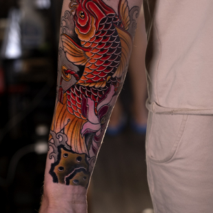 Male Color Japanese tattoo on Forearm #86292 | Tattoo Artist Tatyana Chudesataya