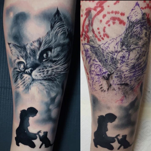 Black and Grey Cover-up tattoo #87973 | Tattoo Artist Victoria Ziman