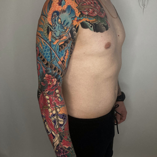 Male Color Japanese tattoo on Sleeve #87374 | Tattoo Artist Vitaliy Kanaschenkov
