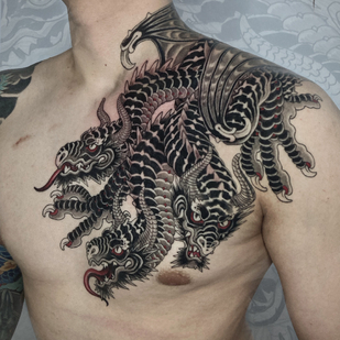 Male Black Author's Style tattoo on Breast #87385 | Tattoo Artist Vitaliy Kanaschenkov