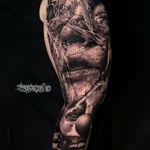 Female Black Realism tattoo #97028 | Tattoo Artist Rasl Sparov