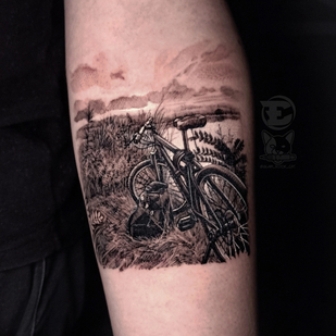 Male Black Whipshading tattoo on Leg #91311 | Tattoo Artist Tattooed