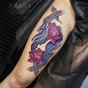 Female Color  tattoo on Thigh #91265 | Tattoo Artist Anastasiya Azari
